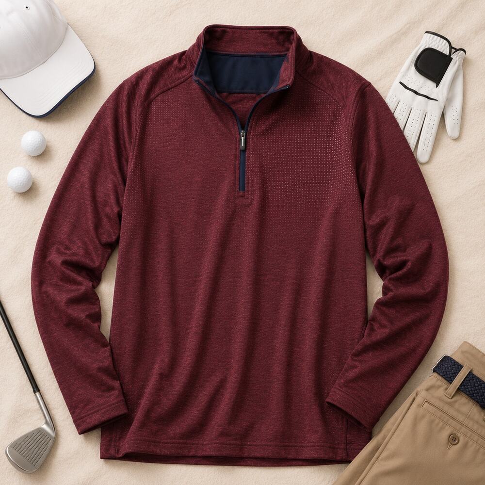 Bolle Performance 1/4 Zip Pullover Golf Shirt Men's Medium Red Rhododendron NWT